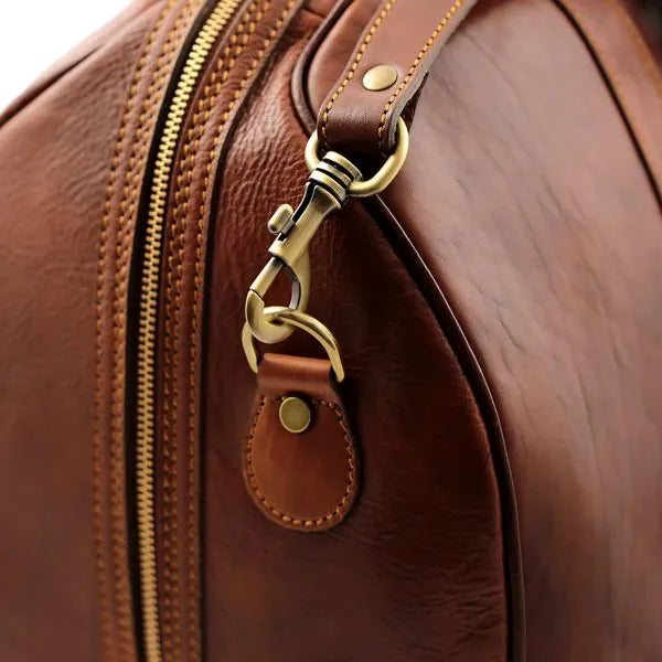 Large Vegetable-Tanned Full-Grain Leather Duffle Travel Bag